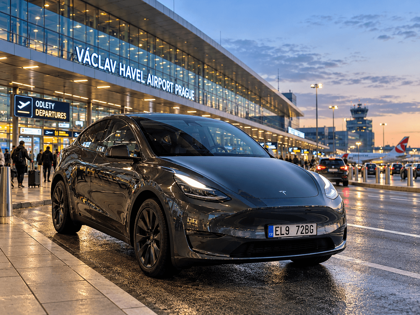 Tesla at dusk